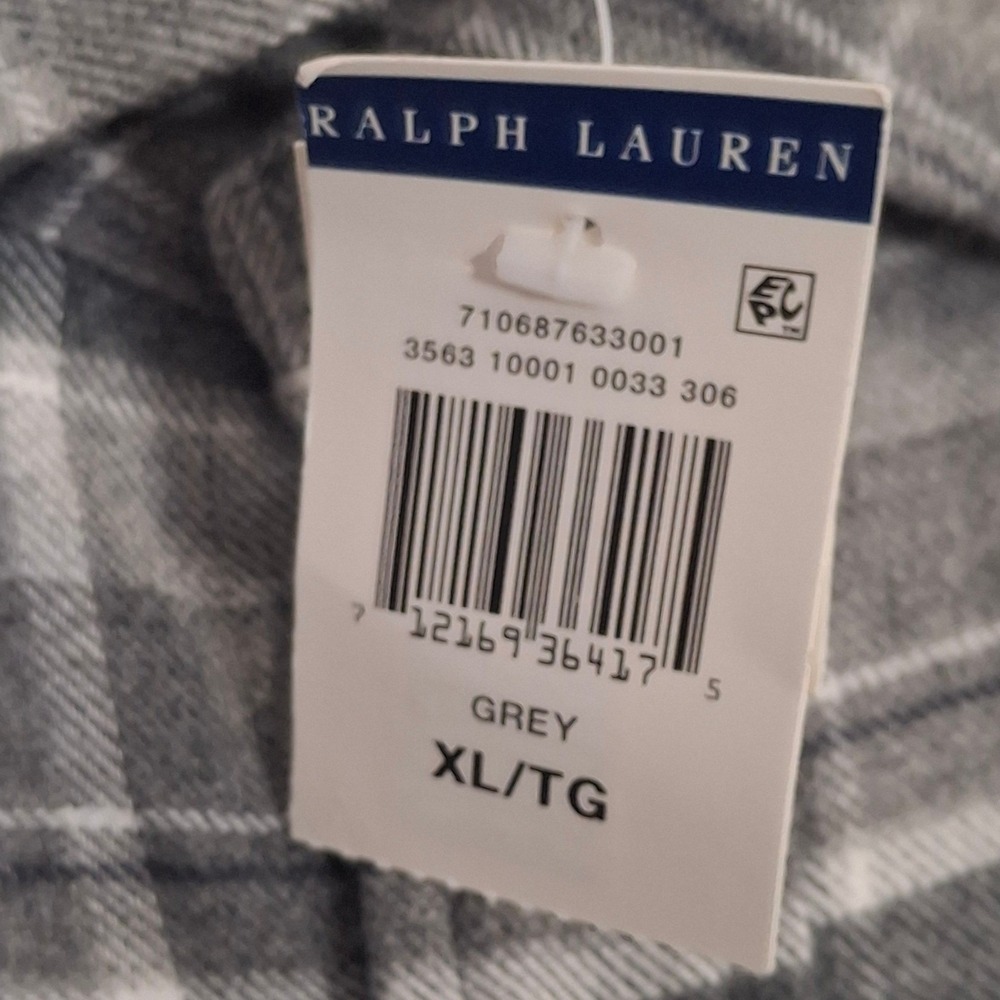 Polo Ralph Lauren Flannel Shirt Mens XL Grey Plaid Classic Fit Cotton - Picture 3 of 10